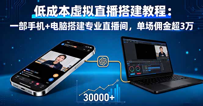 低成本虚拟直播搭建教程：一部手机+电脑搭建专业直播间，单场佣金超3万|HOOK协议网