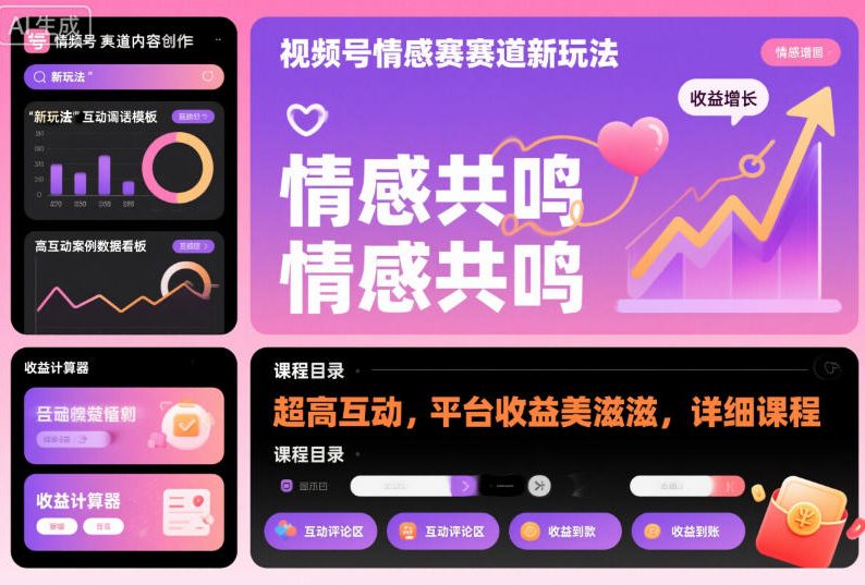 视频号情感赛道新玩法，超高互动，平台收益美滋滋，详细课程|HOOK协议网