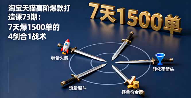 淘宝天猫高阶爆款打造课73期：7天爆1500单的4剑合1战术|HOOK协议网