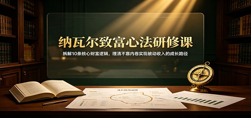纳瓦尔致富心法研修课：拆解10条核心财富逻辑，理清不靠内卷实现被动收入的成长路径|一人科技OPC聚合软件