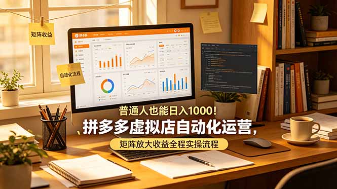 普通人也能日入 1000！拼多多虚拟店自动化运营，矩阵放大收益全程实操流程|一人科技公司导航