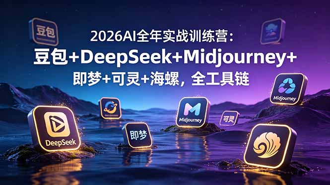 2026AI全年实战训练营：豆包+DeepSeek+Midjourney+即梦+可灵+海螺，全工具链|一人科技公司导航