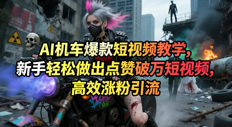 AI机车爆款短视频教学，新手轻松做出点赞破万短视频，高效涨粉引流|协议软件打粉软件