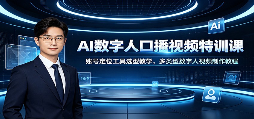 AI数字人口播视频特训课：账号定位工具选型教学，多类型数字人视频制作教程|一人科技OPC聚合软件