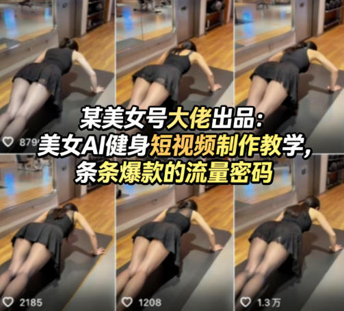 某美女号大佬出品：美女AI健身短视频制作教学，条条爆款的流量密码|协议软件打粉软件