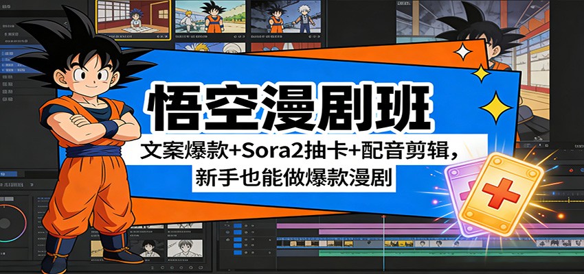 悟空漫剧班：文案爆款+Sora2抽卡+配音剪辑，新手也能做爆款漫剧|协议软件打粉软件
