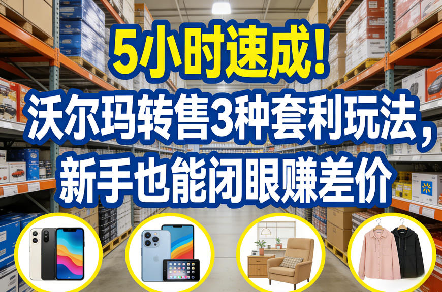 5小时速成！沃尔玛转售3种套利玩法，新手也能闭眼賺差价|协议软件打粉软件