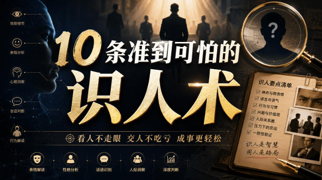 付费文章：10条准到可怕的识人术|一人科技OPC聚合软件