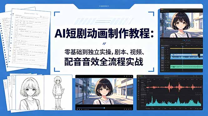 AI短剧动画制作教程：零基础到独立实操，剧本、视频、配音音效全流程实战|一人科技公司导航