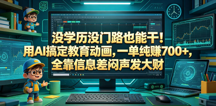 没学历没门路也能干！用AI搞定教育动画，一单纯賺700+，全靠信息差闷声发大财【揭秘】|一人科技公司导航
