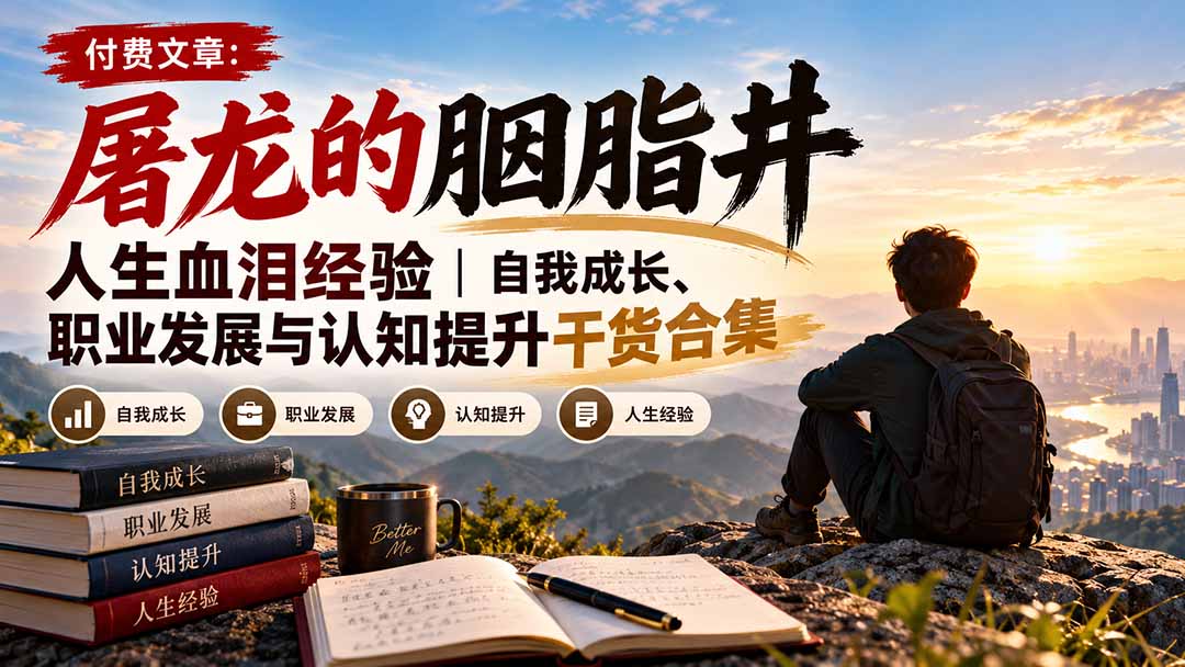 付费文章：屠龙的胭脂井人生血泪经验｜自我成长、职业发展与认知提升干货合集|一人科技OPC聚合软件