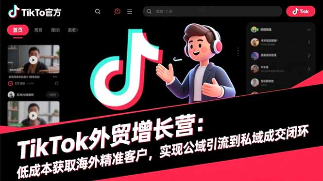 TikTok外贸增长营：低成本获取海外精准客户，实现公域引流到私域成交闭环|HOOK协议网