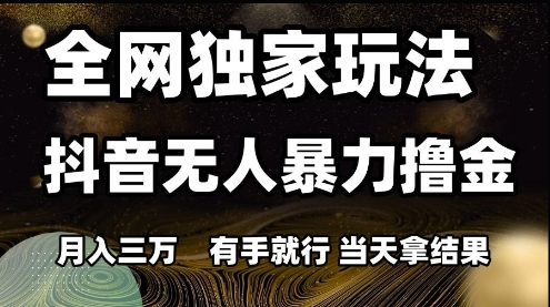 全网独家玩法抖音无人暴力撸金，月入3W，有手就行，当天拿结果【揭秘】|HOOK协议网