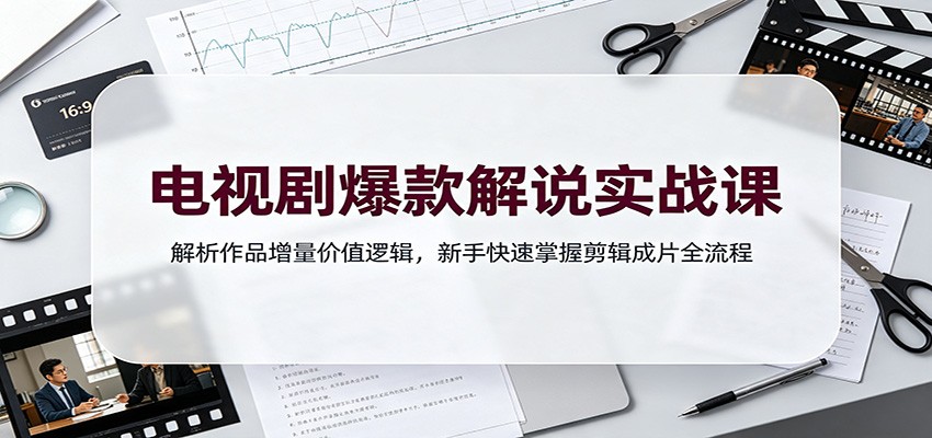 电视剧爆款解说实战课：解析作品增量价值逻辑，新手快速掌握剪辑成片全流程|一人科技OPC聚合软件