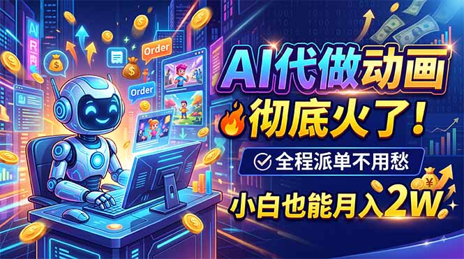 AI代做动画，彻底火了！全程派单不用愁，小白也能月入2W|一人科技OPC聚合软件