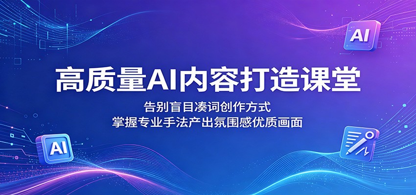高质量AI内容打造课堂：告别盲目凑词创作方式，掌握专业手法产出氛围感优质画面|一人科技公司导航