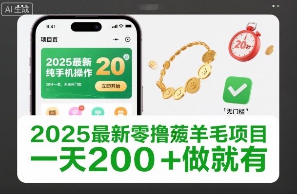 2025最新零撸薅羊毛项目，纯手机操作，20秒一单，无任何门槛，一天200+做就有【揭秘】|HOOK协议网