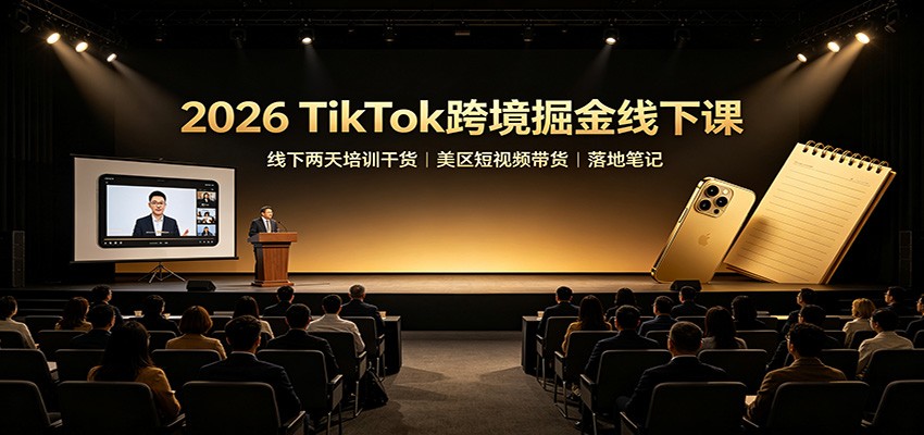 2026 TikTok跨境掘金线下课：线下两天培训干货，美区短视频带货落地笔记|一人科技OPC聚合软件