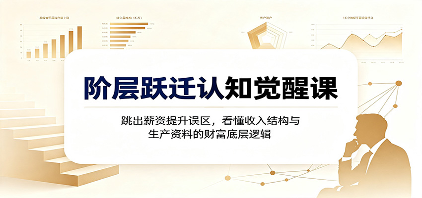 阶层跃迁认知觉醒课：跳出薪资提升误区，看懂收入结构与生产资料的财富底层逻辑|一人科技OPC聚合软件