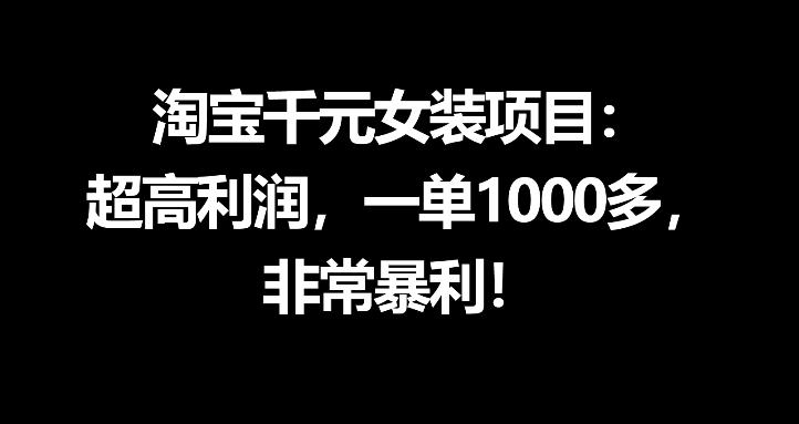 淘宝千元女装项目：超高利润，一单1000多，非常暴利|一人科技公司导航