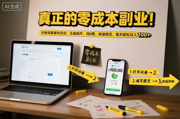 真正的零成本副业！问卷调查暴利项目，无脑操作，纯0撸，收益稳定，每天轻松日入100+【揭秘】|HOOK协议网