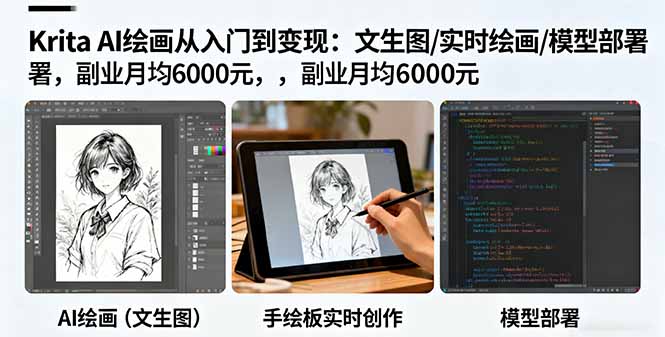Krita AI绘画从入门到变现：文生图/实时绘画/模型部署，副业月均6000元|HOOK协议网
