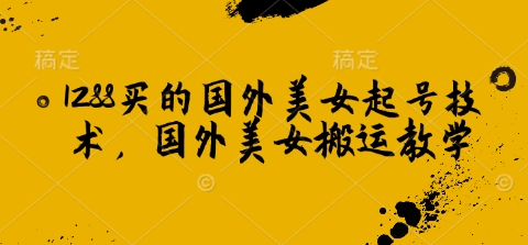 1288买的国外美女起号技术，国外美女搬运教学|HOOK协议网
