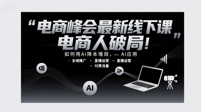 电商峰会最新线下课，电商人破局，如何用AI降本增效，AI应用-全域推广-直播运营-付费流量|HOOK协议网