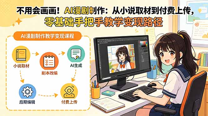 不用会画画！AI漫剧制作：从小说取材到付费上传，零基础手把手教学变现路径|一人科技公司导航
