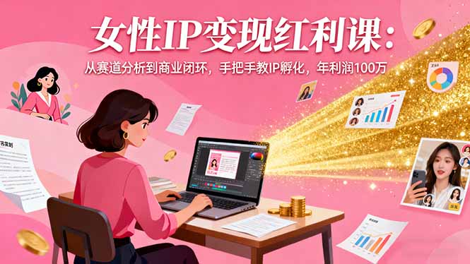 女性IP变现红利课：从赛道分析到商业闭环，手把手教IP孵化，年利润100万|HOOK协议网