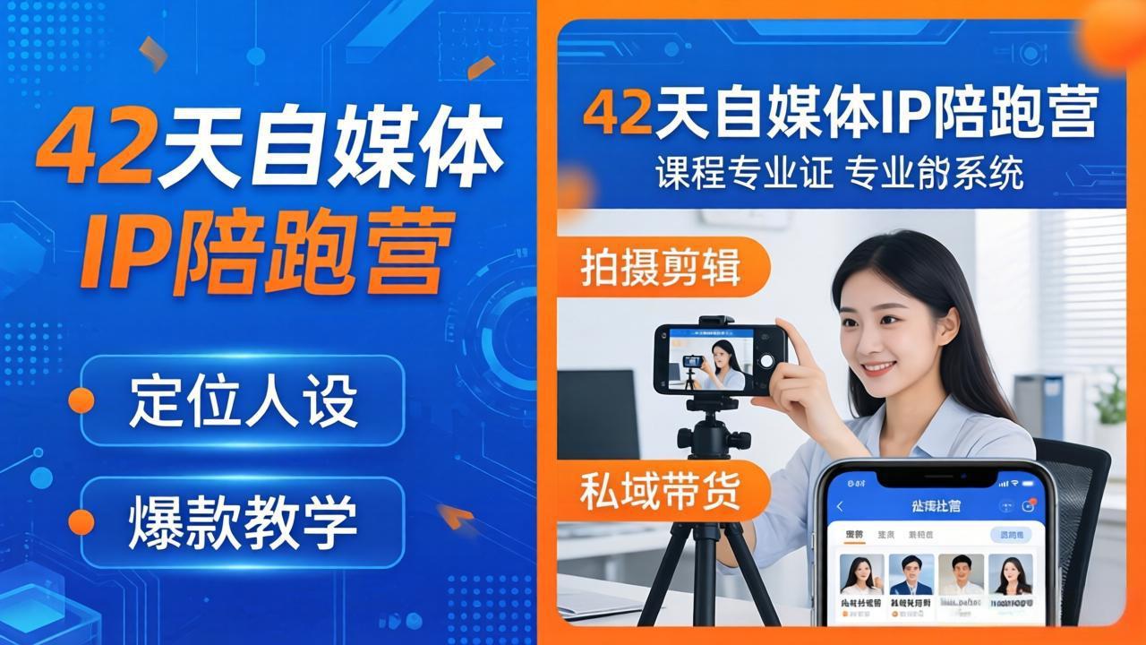 42天自媒体IP陪跑营-26年4月19更新：定位人设爆款全教学，拍摄剪辑私域带货一站式落地|协议软件打粉软件