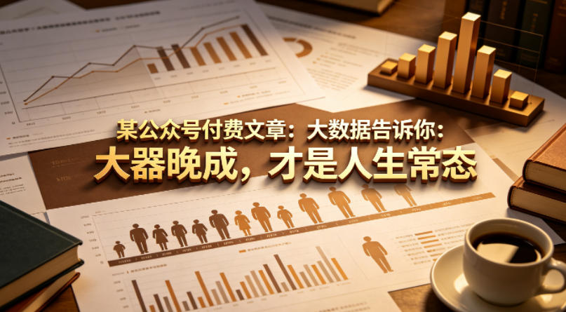 某公众号付费文章：大数据告诉你：大器晚成，才是人生常态|一人科技公司导航