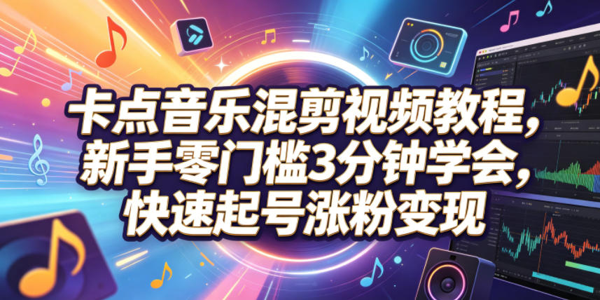 卡点音乐混剪视频教程，新手零门槛3分钟学会，快速起号涨粉变现|一人科技公司导航