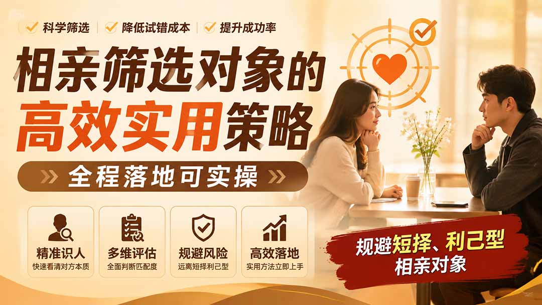 付费文章：相亲筛选对象的高效实用策略，全程落地可实操，规避短择、利己型相亲对象|一人科技OPC聚合软件