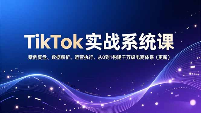TikTok实战系统课，案例复盘、数据解析、运营执行，从0到1构建千万级电商体系(更新|HOOK协议网