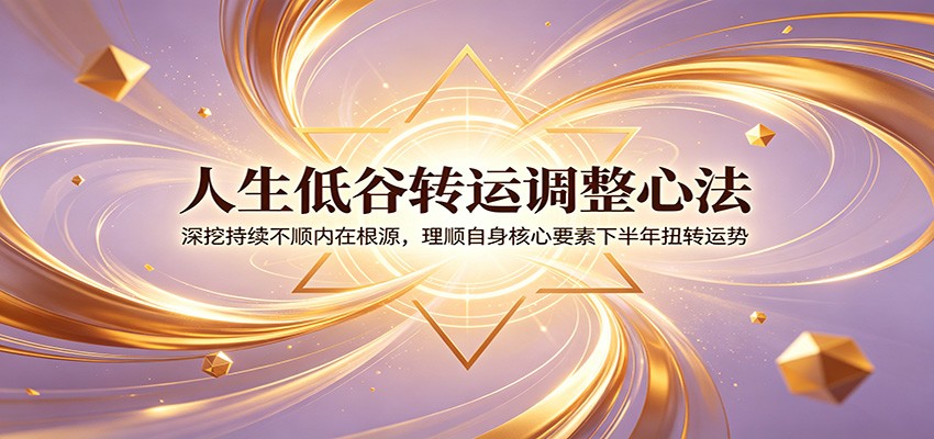 人生低谷转运调整心法：深挖持续不顺内在根源，理顺自身核心要素下半年扭转运势|一人科技公司导航