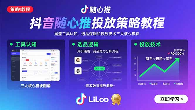 抖音随心推投放策略教程：涵盖工具认知、选品逻辑和投放技术三大核心模块|HOOK协议网