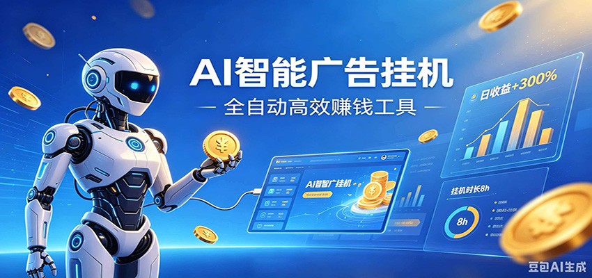 AI智能广告挂机，小白轻松上手，在家自动赚收益|一人科技OPC聚合软件