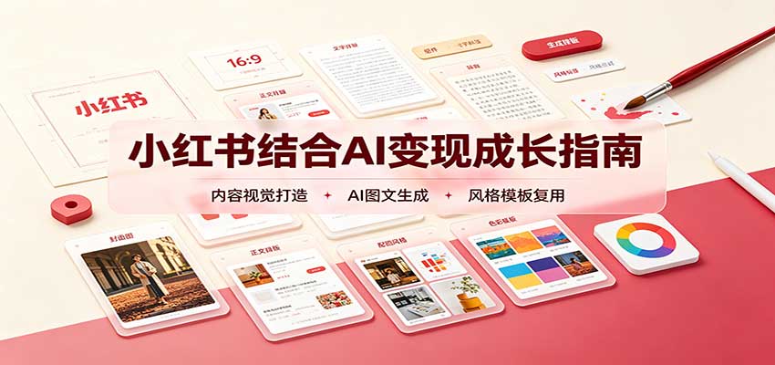 小红书结合AI变现成长指南：账号精准定位，内容视觉打造，搭建可复制流量获客体系|一人科技OPC聚合软件