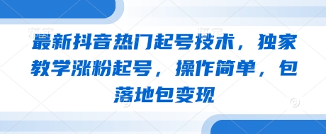 最新抖音热门起号技术，独家教学涨粉起号，操作简单，包落地包变现|HOOK协议网