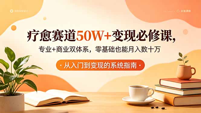 疗愈赛道50W+变现必修课，专业+商业双体系，零基础也能月入数十万|一人科技公司导航