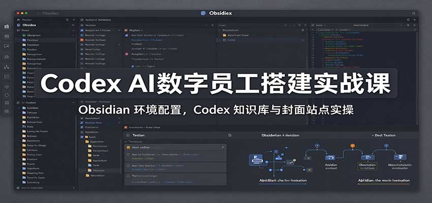 Codex AI数字员工搭建实战课：Obsidian 环境配置，Codex 知识库与封面站点实操|一人科技OPC聚合软件