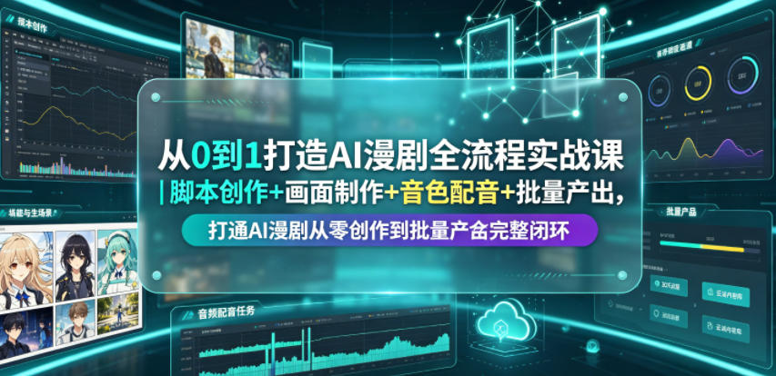 从0到1打造AI漫剧全流程实战课｜脚本创作+画面制作+音色配音+批量产出，打通AI漫剧从零创作到批量量产完整闭环|一人科技公司导航