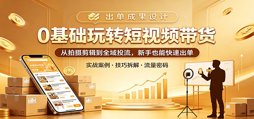 0基础玩转短视频带货：从拍摄剪辑到全域投流，新手也能快速出单|一人科技公司导航