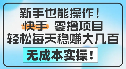 新手也能操作，快手零撸挣米，轻松每天挣2-5张，完全无成本|HOOK协议网