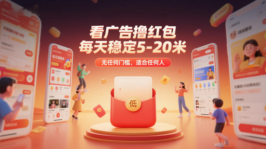 看广告撸红包，每天稳定5-20米，无任何门槛，适合任何人|协议软件打粉软件