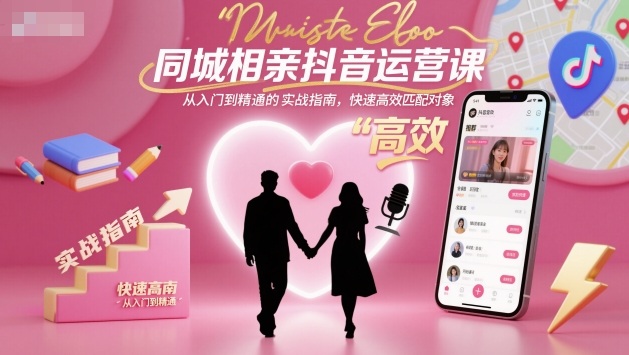 同城相亲抖音运营课，从入门到精通的实战指南，快速高效匹配对象|HOOK协议网