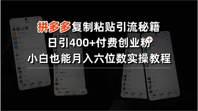 拼多多复制粘贴引流秘籍，日引400+付费创业粉，小白也能月入六位数实操…|HOOK协议网