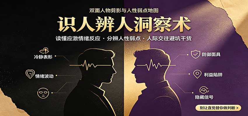 识人辨人终极心法：读懂应激情绪反应，分辨人性弱点，人际交往避坑干货|一人科技OPC聚合软件