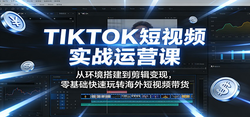 TIKTOK短视频实战运营课：从环境搭建到剪辑变现，零基础快速玩转海外短视频带货|协议软件打粉软件